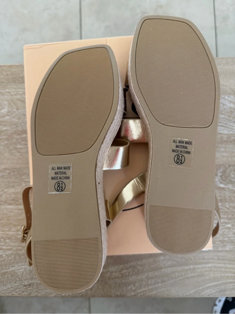 Gold Metallic Wedge Sandals -